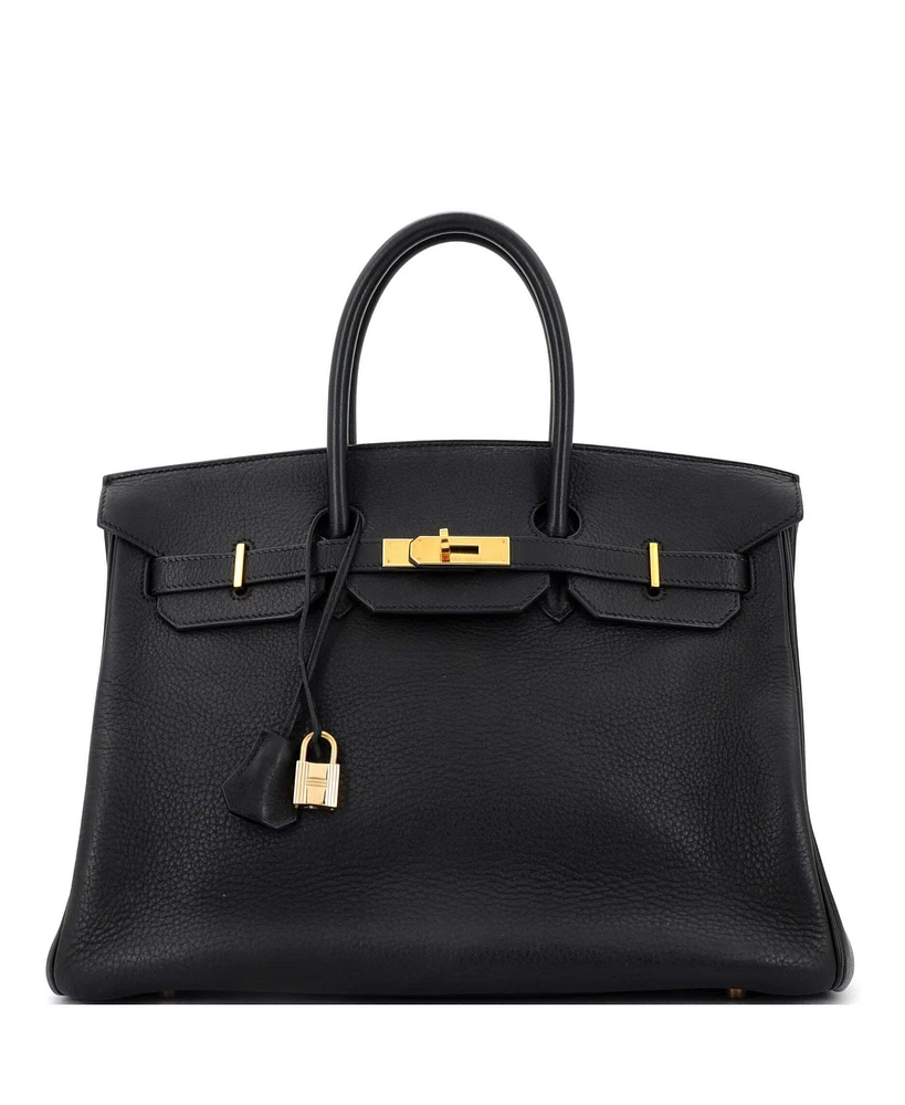 Pre-Owned Hermes Birkin 35 Handbag Clemence with Gold Hardware