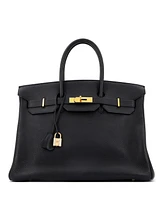 Pre-Owned Hermes Birkin 35 Handbag Clemence with Gold Hardware
