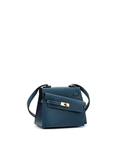 Pre-Owned Hermes 20 Kelly Sellier en Desordre Bag Blue Epsom with Permabrass Hardware