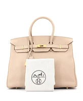 Pre-Owned Hermes Birkin 35 Handbag Light Clemence with Gold Hardware