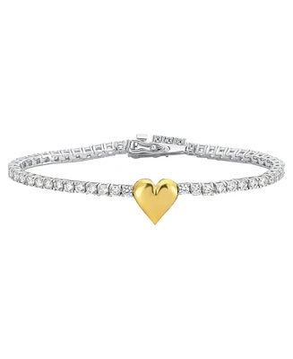 Spero London Sterling Silver Heart Tennis Bracelet