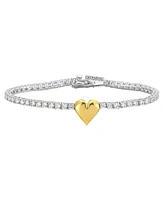 Spero London Sterling Silver Heart Tennis Bracelet