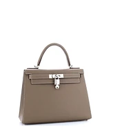 Pre-Owned Hermes Kelly 28 Handbag Grey Epsom with Palladium Hardware
