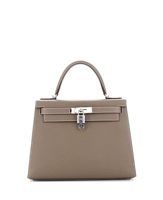 Pre-Owned Hermes Kelly 28 Handbag Grey Epsom with Palladium Hardware