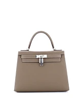 Pre-Owned Hermes Kelly 28 Handbag Grey Epsom with Palladium Hardware