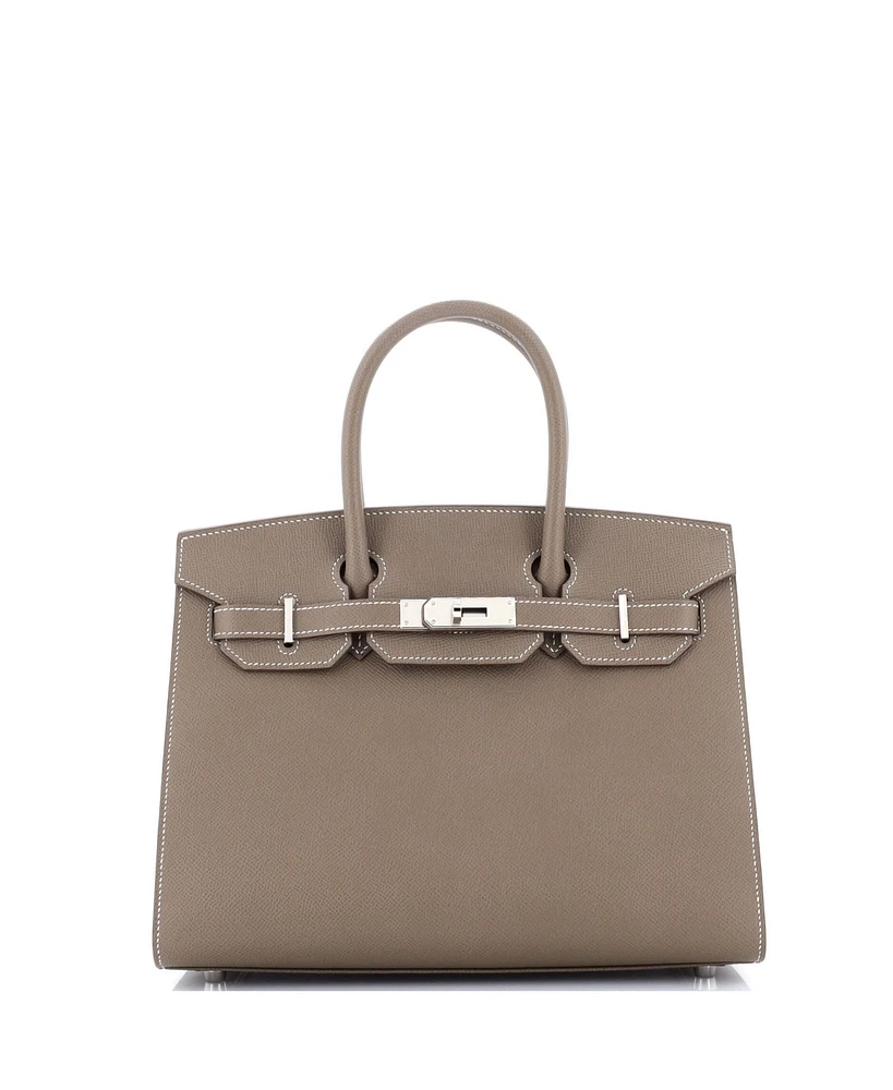 Pre-Owned Hermes Birkin 30 Handbag Grey Epsom with Palladium Hardware
