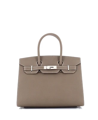 Pre-Owned Hermes Birkin 30 Handbag Grey Epsom with Palladium Hardware