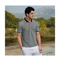 Campus Sutra Men's Onyx Black Duo-Hue Knit Polo T-Shirt