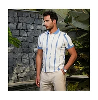 Campus Sutra Men's Powder Blue & Daisy White Tie-Dye Tactile Polo T-Shirt