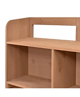 Fir Wood Potting Bench with Hutch & Shelves