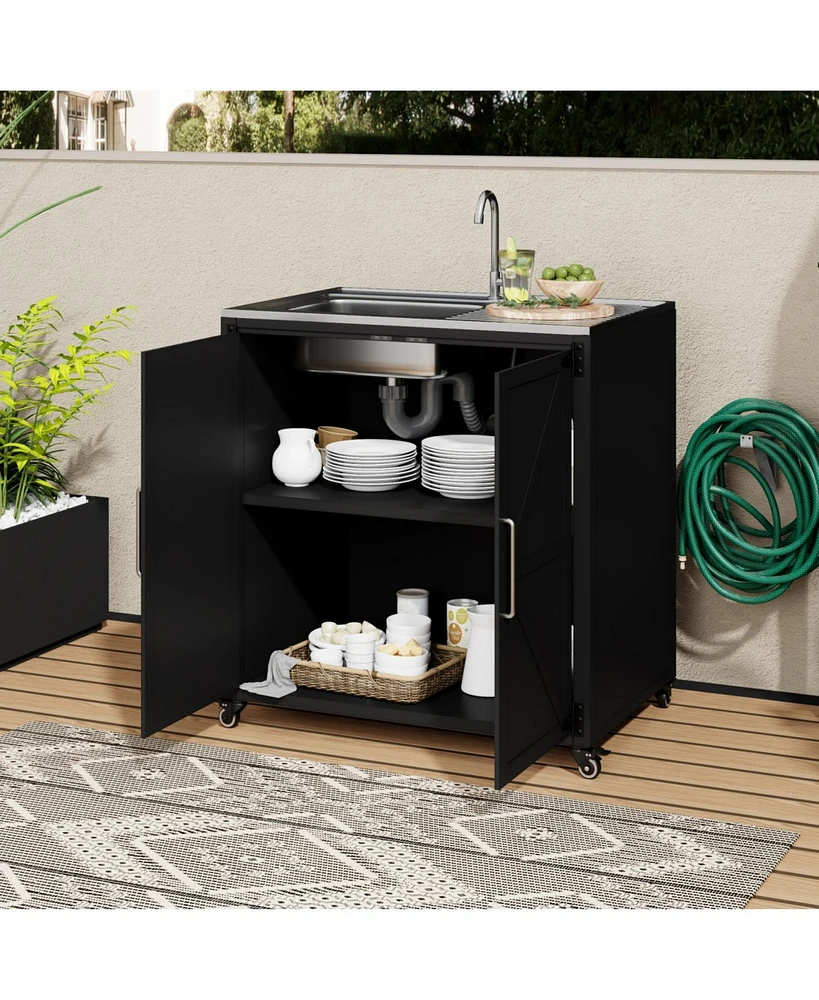 Outdoor Kitchen Sink Station with Cabinet