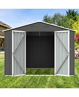 Metal garden sheds 6ftx8ft outdoor storage sheds Grey with window