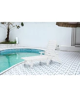 Outdoor Chaise Lounge Chair with Wheels & Cup Holder