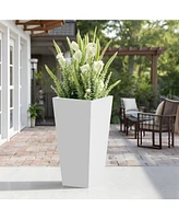 30" Metal Tapered Planter - White, Indoor/Outdoor