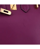Pre-Owned Hermes Birkin 25 Handbag Purple Swift with Gold Hardware