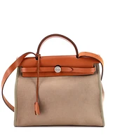 Pre-Owned Hermes 31 Herbag Zip Leather and Toile