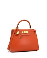 Pre-Owned Hermes Kelly 28 Handbag Orange Tadelakt with Gold Hardware