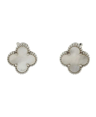 Pre-Owned Van Cleef & Arpels Vintage Alhambra Earrings 18K White Gold and Mother of Pearl