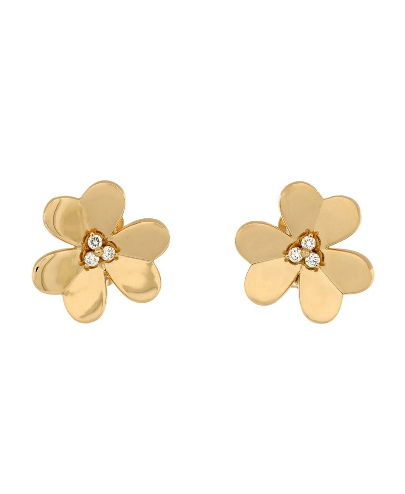 Pre-Owned Van Cleef & Arpels Large Frivole Stud Earrings 18K Gold with Diamonds