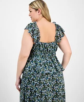 On 34th Trendy Plus Ruffled-Strap Smocked Top, Exclusively at Macy's