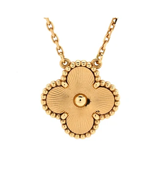 Pre-Owned Van Cleef & Arpels Vintage Alhambra Pendant Necklace Guilloche 18K Gold