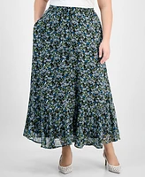 On 34th Trendy Plus Floral Femme Drawstring Maxi Skirt, Exclusively at Macy's