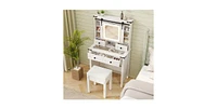 Makeup Vanity Desk with Mirror and Adjustable Storage Shelves