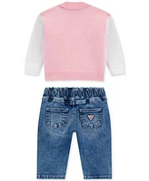 Guess Baby Girls Patch Applique Cardigan Applique Patches Stretch Denim Jeans
