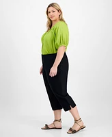 On 34th Trendy Plus Solid Stretch Straight-Leg Capris Pants, Exclusively at Macy's