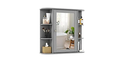 Wall-Mounted Bathroom Mirror Cabinet with Storage Shelves