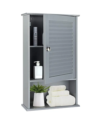 Bathroom Wall Mount Storage Cabinet Single Door with Height Adjustable Shelf
