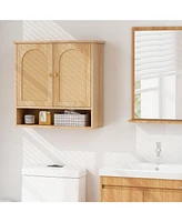 Bathroom Wall Cabinet with Pe Rattan Doors and Adjustable Shelves