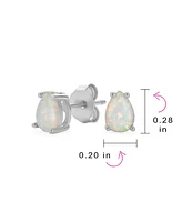 Bling Jewelry Tiny Petite Mini Teardrop Solitaire Created White Opal Stud Earrings .925 Sterling Silver