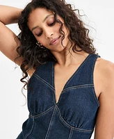 Bar Iii Women's Denim Godet Mini Dress, Exclusively at Macy's