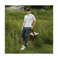 Campus Sutra Men's Cream White Warp-Tactile Polo T-Shirt