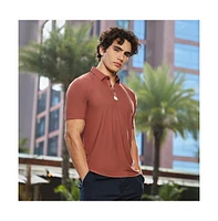 Campus Sutra Men's Sienna Brown Seamless Solid Polo T-Shirt