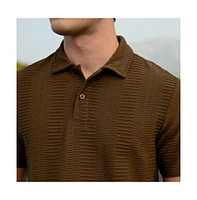Campus Sutra Men's Mocha Brown Flatten-Ruched Polo T-Shirt