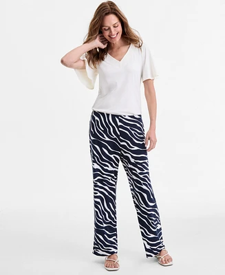 Jm Collection Women's Print High-Rise Pull-On Knit Pants, Exclusively at Macy's