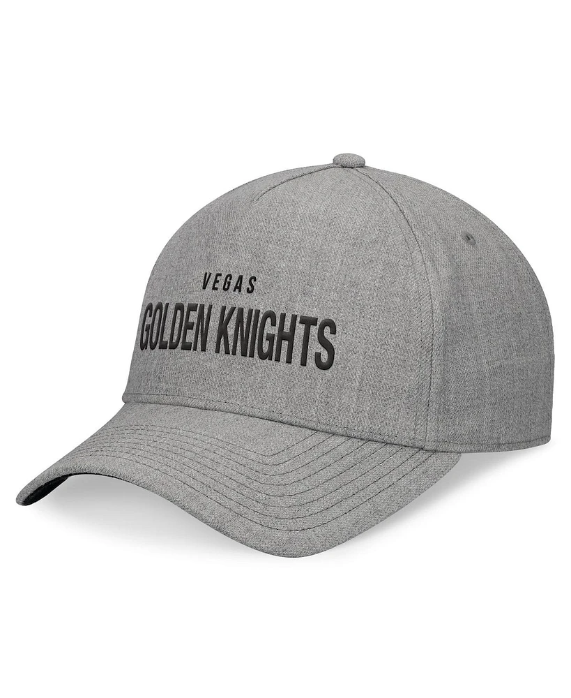 Fanatics Men's Heather Gray Vegas Golden Knights Elements A-Frame Leather Strap Back Hat