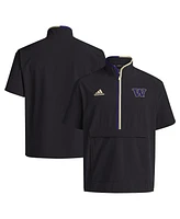 Adidas Men's Washington Huskies Coaches Sideline Half-Zip Short Sleeve Jacket