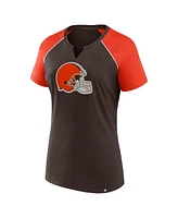 Fanatics Women's Brown/Orange Cleveland Browns Glittered Primary Raglan T-Shirt