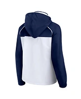 Fanatics Women's White/Navy Minnesota Timberwolves Anorak Raglan Full-Zip Hoodie Jacket
