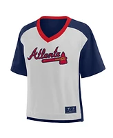 Fanatics Women's Navy/Graphite Atlanta Braves Oversized Race to Win V-Neck T-Shirt