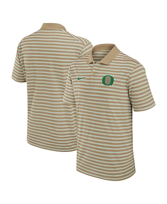 Nike Men's Tan Oregon Ducks Athletic Prep Striped Performance Polo Shirt