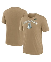 Nike Men's Heather Light Brown Michigan State Spartans Legacy Arch Tri-Blend T-Shirt
