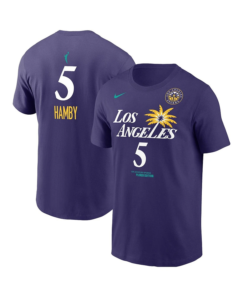 Nike Men's Dearica Hamby Purple Los Angeles Sparks Explorer Edition Name Number T-Shirt