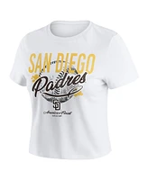 Wear by Erin Andrews Women's White San Diego Padres Distressed Cropped Baby T-Shirt