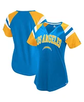 Starter Women's Powder Blue Los Angeles Chargers Game On Notch Neck Raglan T-Shirt