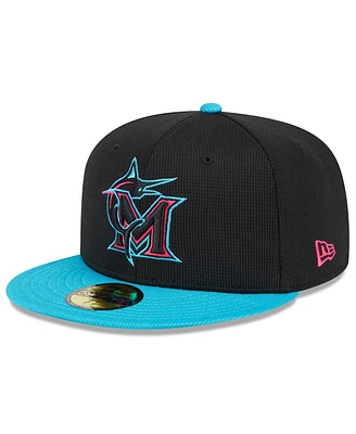New Era Men's Black/Teal Miami Marlins 2025 City Connect Batting Practice 59FIFTY Fitted Hat