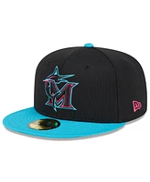 New Era Men's Black/Teal Miami Marlins 2025 City Connect Batting Practice 59FIFTY Fitted Hat